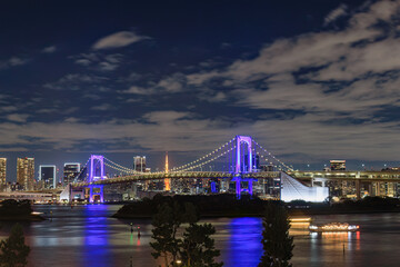 Tokyo Bay Rainbow Bridge at Night: A Symphony of Light and Urban Splendor