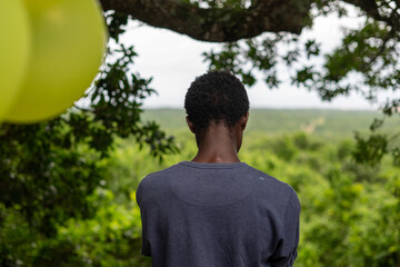 rear view of contemplative young man
