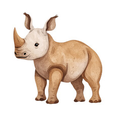 Obraz premium Detailed Illustration of a Young Javan Rhino on a Transparent background for Nature and Wildlife Themes