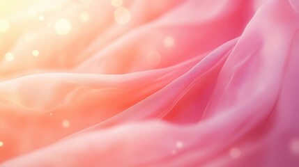 Soft, flowing pink fabric illuminated by warm light, creating a dreamy and ethereal atmosphere.