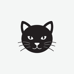 Download a stunning vector silhouette of a cat's face in black on a white background. Perfect for logos, stickers, prints, and digital designs. Get your high-quality cat outline today!