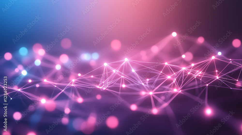 Poster abstract background featuring connected lines and dots with a futuristic geometric design