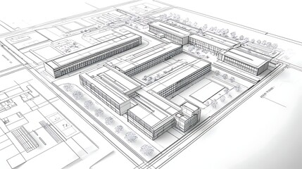 Fototapeta premium Detailed building plan for modern architectural construction design high resolution picture