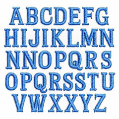 A beautifully crafted blue embroidery design of the letter