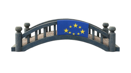 Europe Day PNG File – Bridge Connecting Two Sides, Symbolizing Unity, Isolated on White