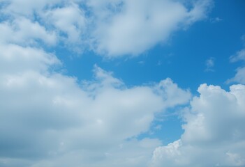 Fototapeta premium Bright blue sky with scattered white clouds and patches of clear blue creating vibrant scene