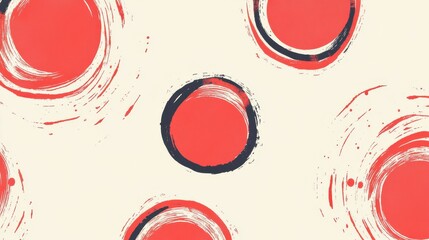 Abstract red circles on a cream background create a vibrant and dynamic pattern.