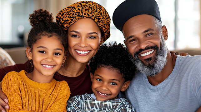A warm portrait of a loving multigenerational family on a sofa