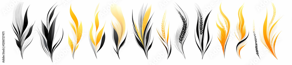Aufkleber artistic feathers set: a captivating collection of stylized feathers with artistic flair, ideal for 