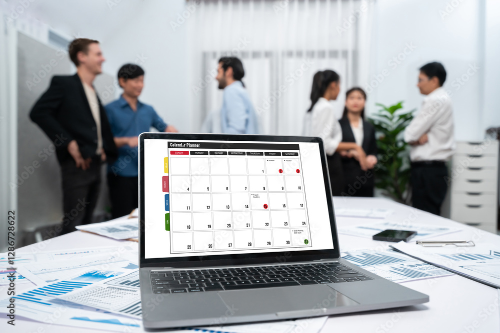 Aufkleber Calendar on computer software application for brisk schedule planning for personal organizer and online business