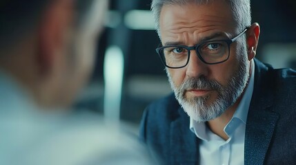 Explaining his vision to a colleague Shot a mature businessman having a discussion with a colleague in an office businessman