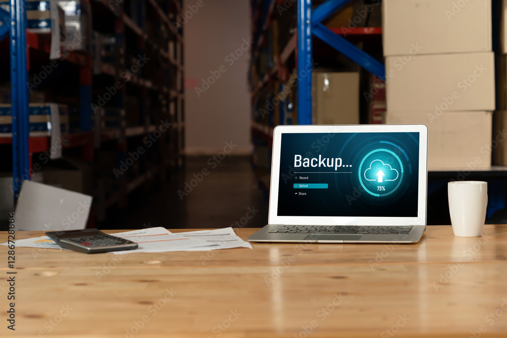 Poster backup storage data internet technology business concept. database storage cloud technology file dat
