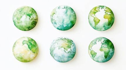 Artistic watercolor globes of the world