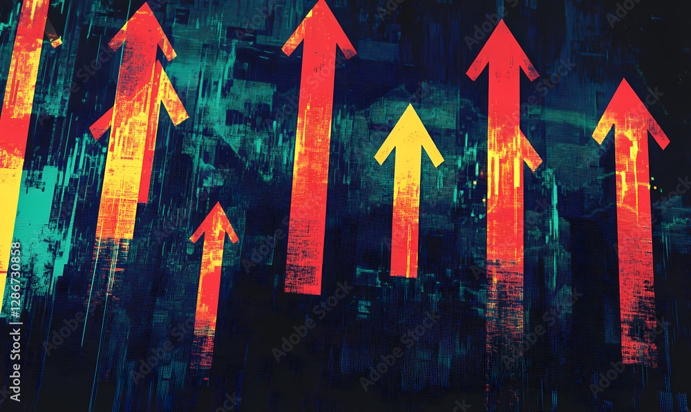 Poster arrow ascent: a vibrant abstract composition of ascending arrows, symbolizing progress, growth, and 