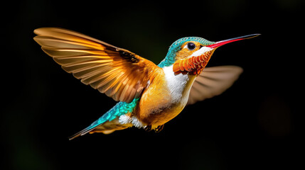Fototapeta premium Anatomy, A high-resolution image showcasing the intricate details of a hummingbird's wing in stunning fidelity.