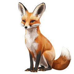 Obraz premium Detailed Illustration of a Red Fox Sitting Gracefully with Striking Features and Vivid Orange Fur in Natural Pose