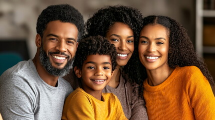 A joyful multigenerational family portrait on a cozy sofa