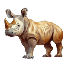 Fototapeta premium Detailed Illustration of a Rhino Standing in a Natural Pose Against a Transparent background