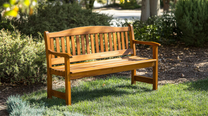 Wooden park or backyard bench front view. Realistic vector illustration set of long chair with light brown wood texture for public city garden. Street furniture made of deck plank. Outdoor seat.