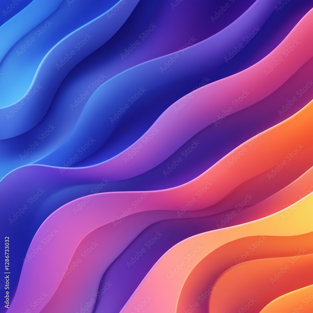 Fototapete abstract gradient waves: a vibrant, smooth flowing multilayered design with a range of harmonious co