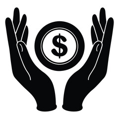 Obraz premium Financial Security and Wealth Management, Investment & Economic Support Silhouette Vector Illustration.