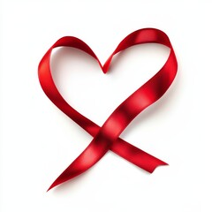 A Simple Gesture of Love: A Heart-Shaped Red Ribbon on a Clean White Background to show how much you care.