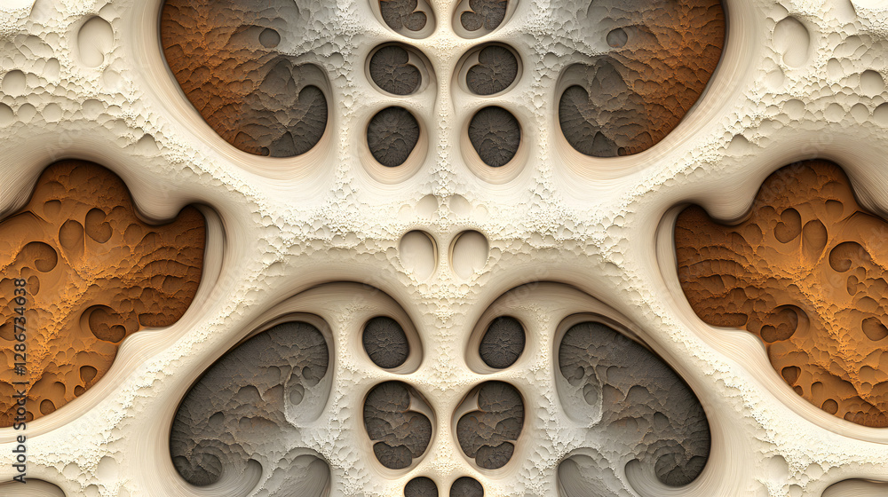 Poster computer generated abstract pattern featuring various geometric shapes and tulip designs in a futuri