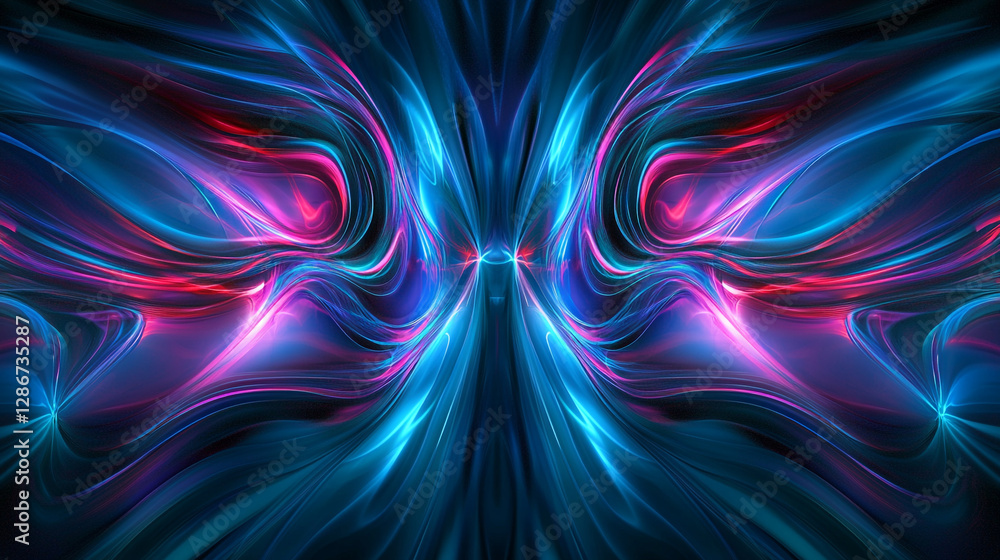Aufkleber vibrant abstract patterns with blue and pink colors flowing dynamically
