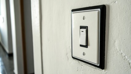 White and black light switch with thin black border, white and black light switch, modern lighting