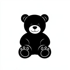 Obraz premium Black and White Minimalist Teddy Bear Illustration - Simple and Appealing Design for Children's Decor and Design Projects