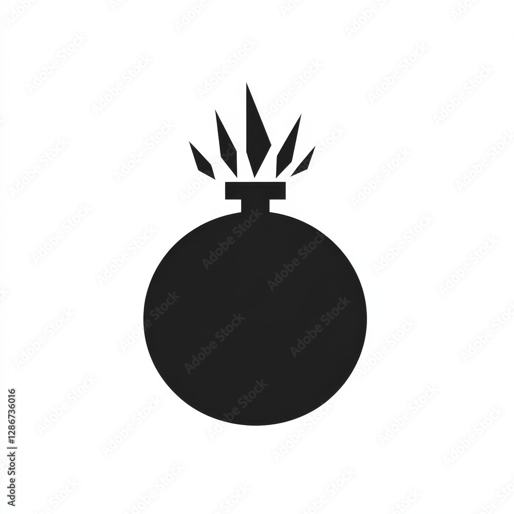 Aufkleber black bomb icon with sparks - ready to explode, isolated on white background for graphic design and 