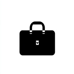 Black Briefcase Icon: A Sleek and Minimalist Vector Illustration of a Classic Business Bag 
