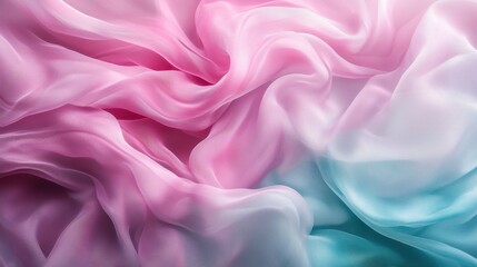 Fototapeta premium Flowing layers of soft pink and blue fabric create a dreamy, ethereal ambiance.