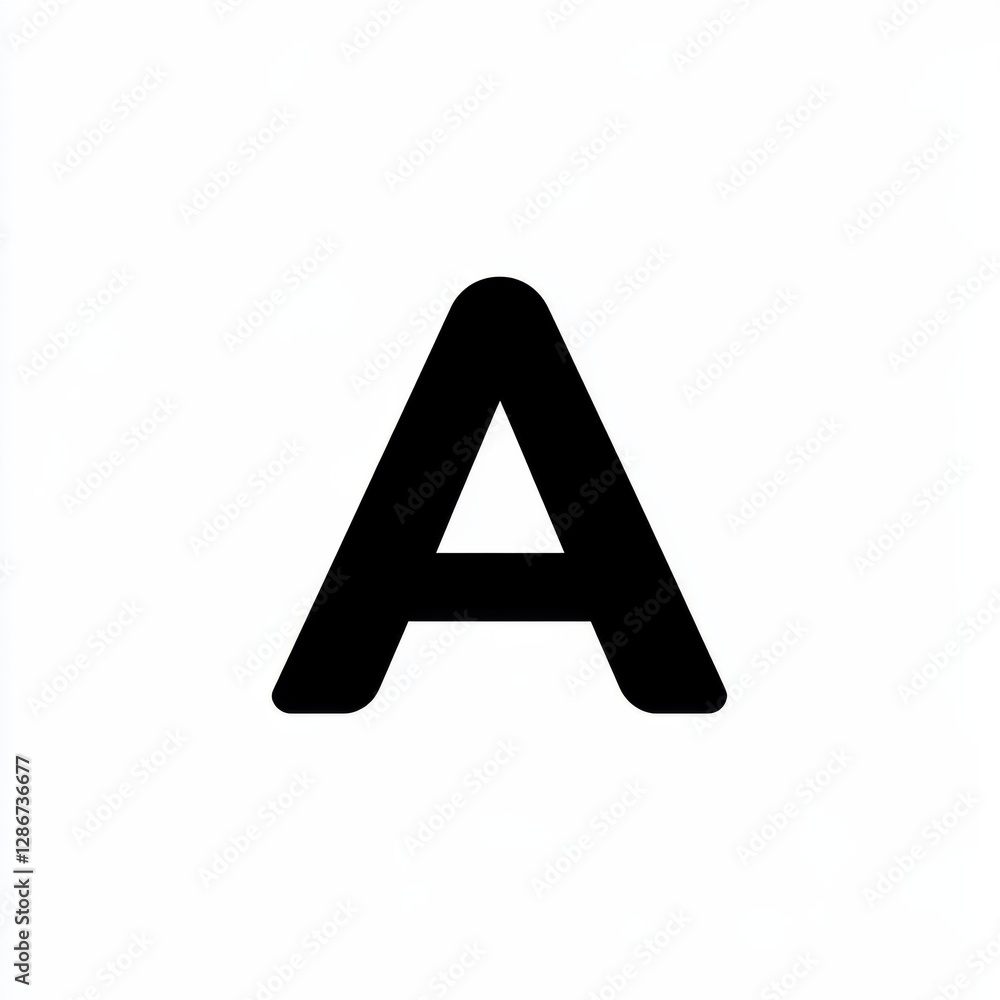 Poster bold black 'a' standing out on white background, a simple yet striking visual design element.