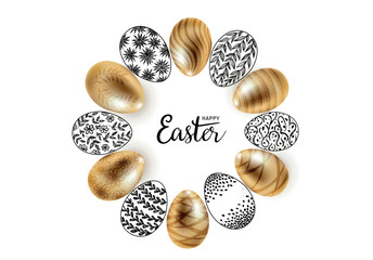 Happy Easter eggs, hand drawn illustration	
