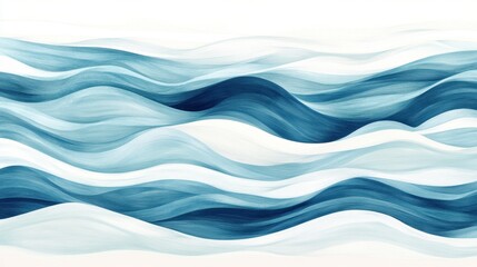 Obraz premium Abstract wave pattern in soothing shades of blue, creating a tranquil oceanic atmosphere.