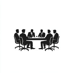 Business Meeting Silhouette: Corporate Professionals Discuss Strategy and Planning at Conference Table