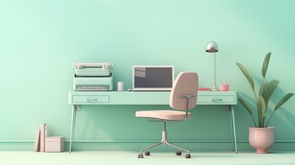 modern office interior with desk,generative ai illustration