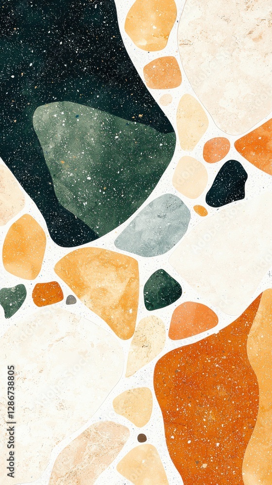 Poster abstract colorful stone texture pattern with earthy tones and unique shapes for creative design back