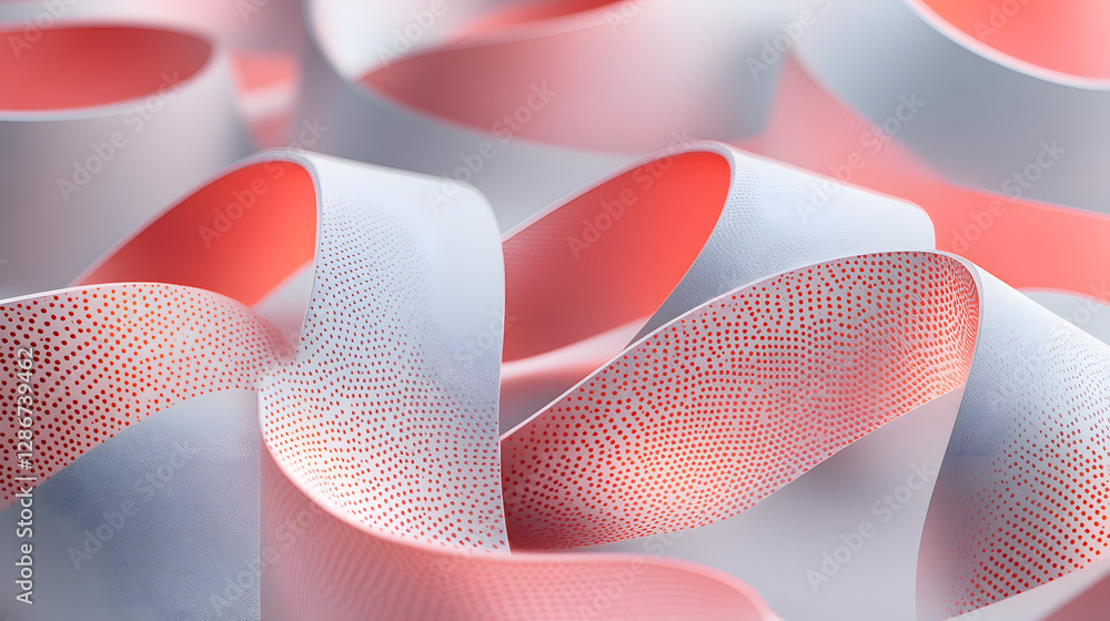 Aufkleber close up of red and white paper tulips arranged in a geometric pattern on a textured surface
