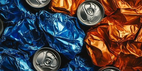 Crumpled Aluminum Cans Ready for Recycling
