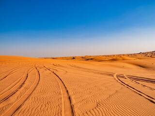 Naklejka premium Sand dunes in the United Arab Emirates.
