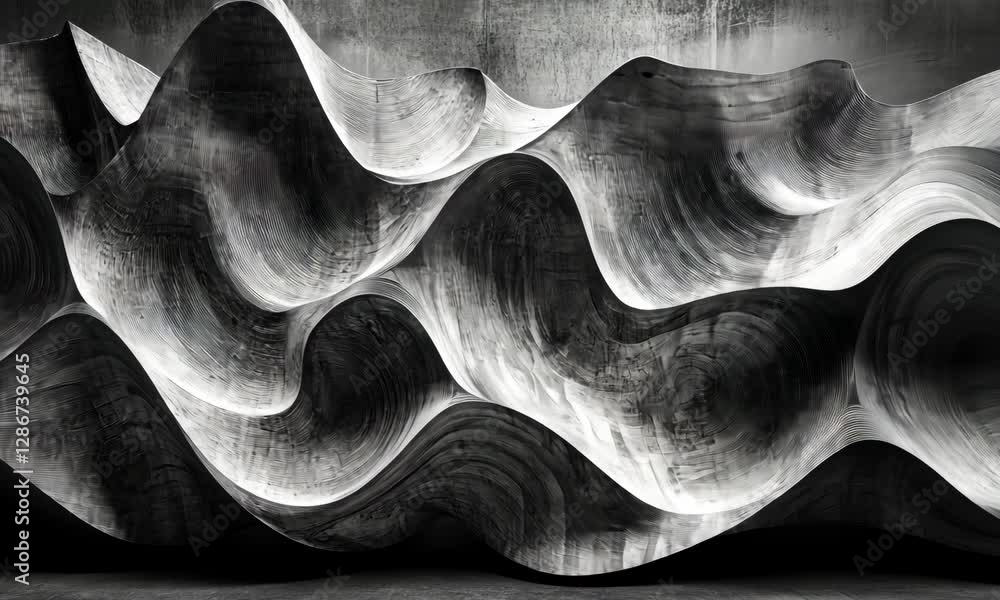 Poster abstract monochrome waves - a stunning display of contrasting textures and shading
