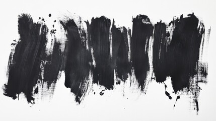 Abstract black brush strokes on white background create a bold and artistic contrast.