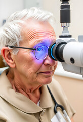 Seniorin beim Augenarzt