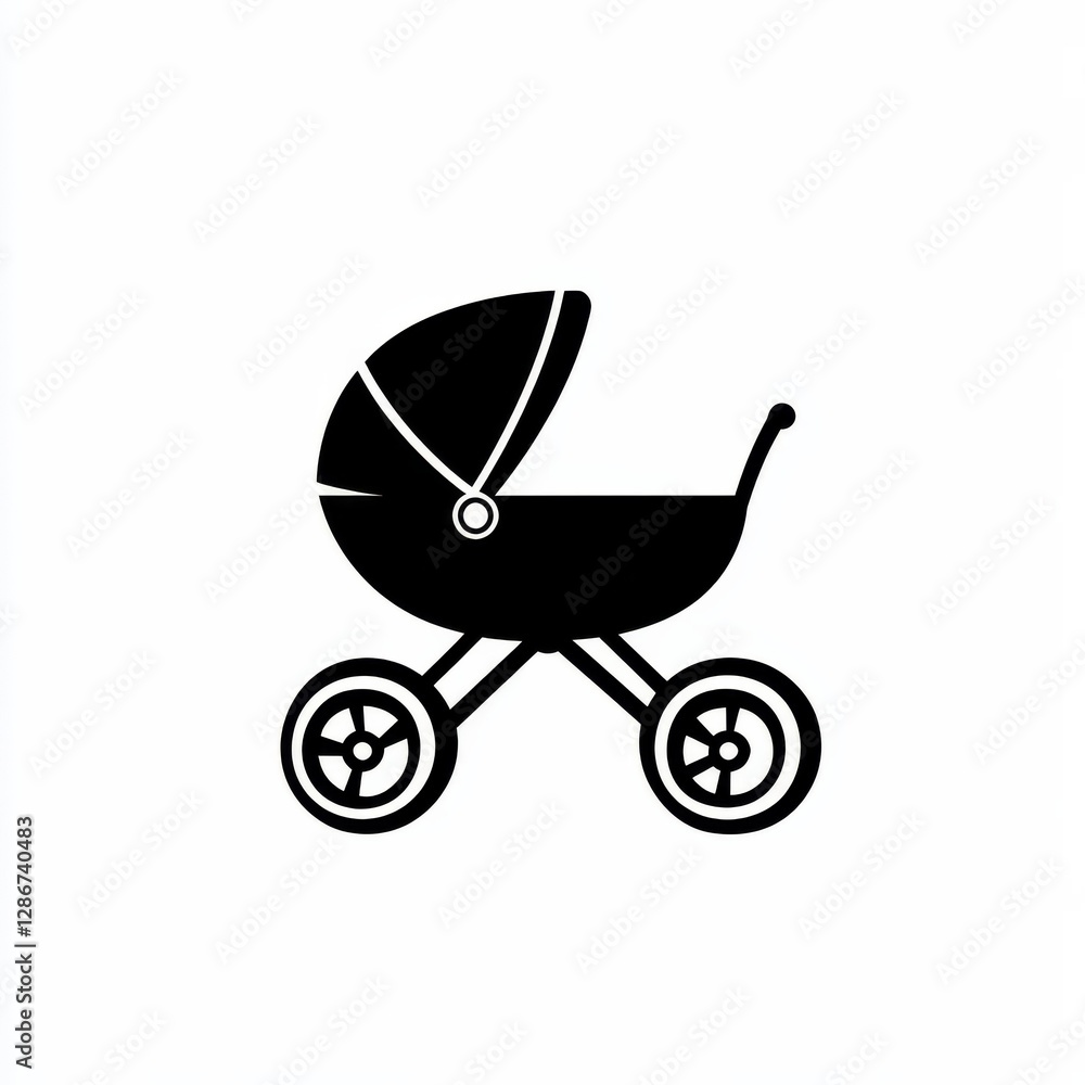 Poster elegant monochrome baby stroller icon: simplicity and style for parenthood designs and nursery proje