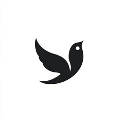 Obraz premium Elegant Monochrome Bird Logo Depicting Freedom, Grace, and Simplicity on White Background.