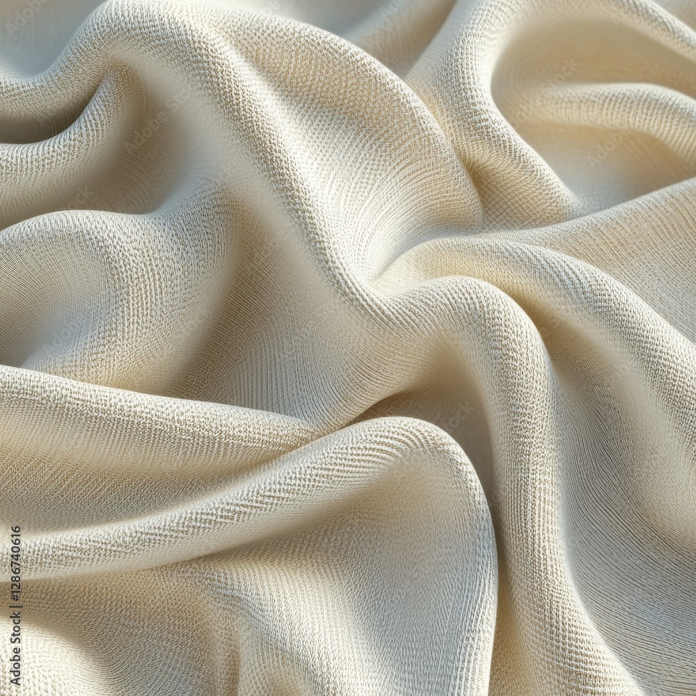 Poster Elegant Light Beige Fabric Texture: Soft Waves and Subtle Details for Background and Design Elements