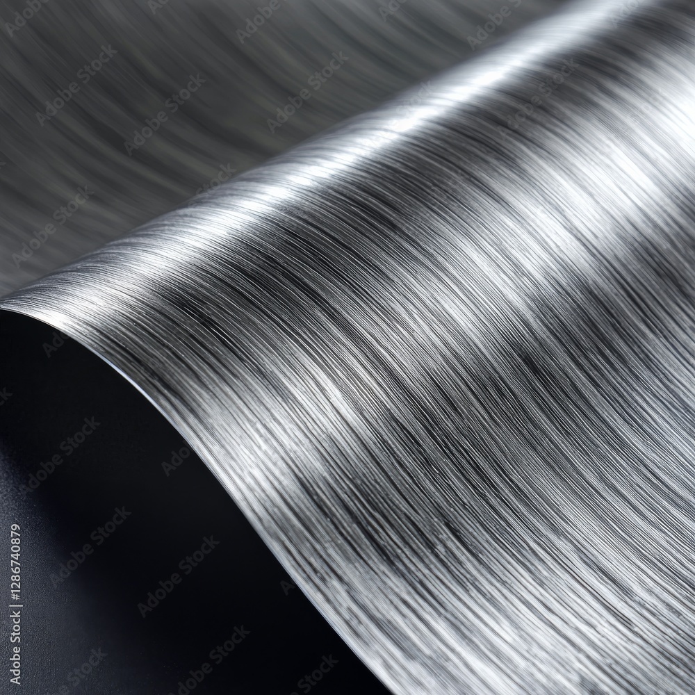 Fototapete elegant silver material: a macro shot of flowing lines and subtle textures with dramatic shadows