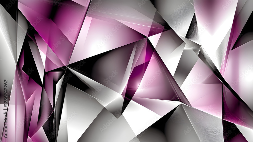 Poster abstract background featuring purple and black triangles with a futuristic design and geometric shap